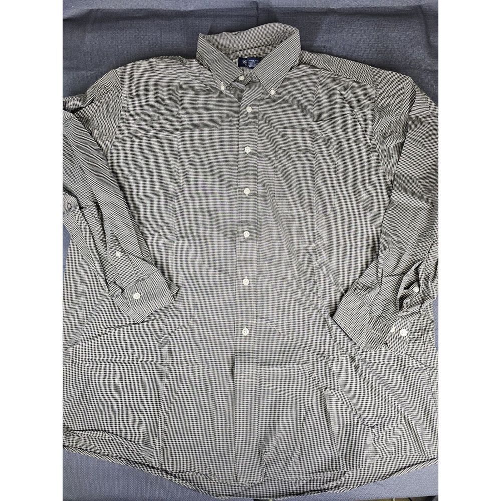 Brooks Brothers Shirt Mens Cream/Black checks Long Sleeve Button Down shirt XL